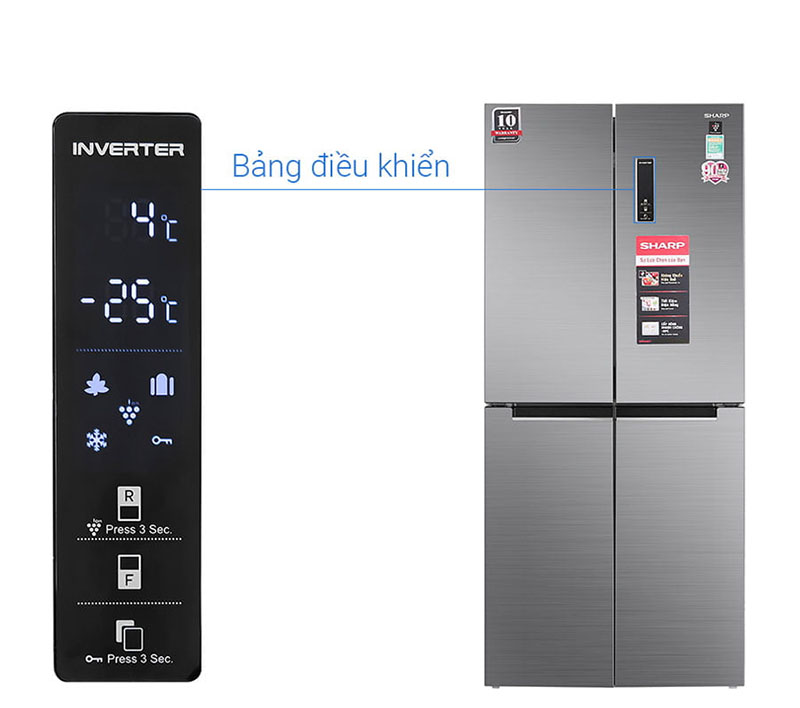 Tủ lạnh Sharp Inverter được ra mã lỗi cảnh báo với người dùng trên thông qua bảng điều khiển điện tử thông minh